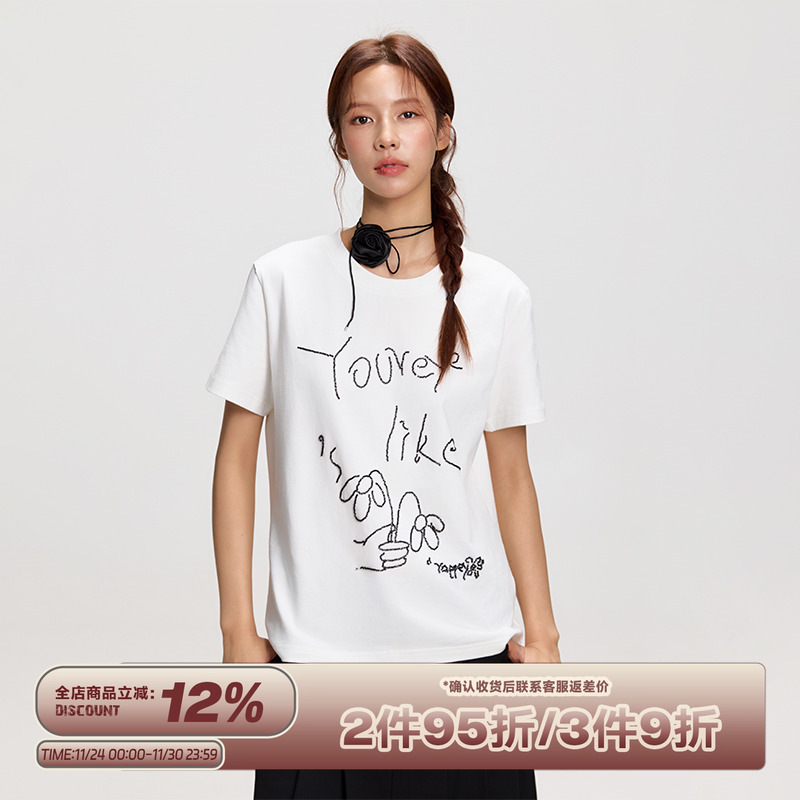 RAPPEYE珠绣正肩设计感短袖