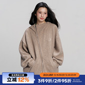 RAPPEYE 高级感百搭宽松慵懒连帽针织开衫 上衣重磅斜拉链毛衣外套