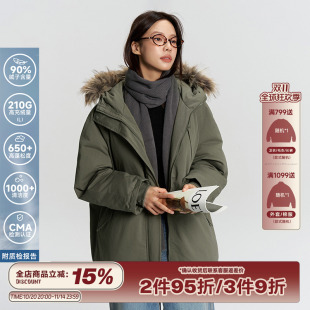 RAPPEYE 复古休闲保暖工装风羽绒服加厚抗寒毛领连帽中长款派克服