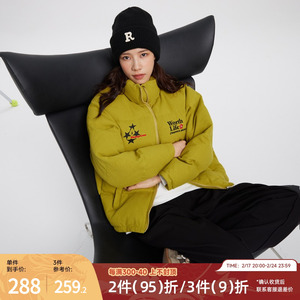 RAPPEYE 冬季外套复古百搭立领潮牌工装面包服短款情侣华夫格棉服