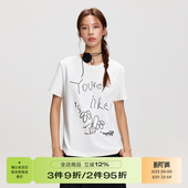 宽松休闲圆领T恤上衣女 字母钉珠设计感夏季 RAPPEYE 珠绣正肩短袖