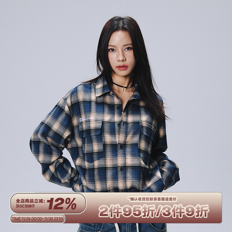 口袋刺绣衬衫长袖RAPPEYE