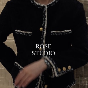 25K zui美外套Jennie经典四口袋黑白金配色灯芯绒外套