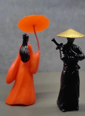 寒江孤影江湖故人古风武侠剑客刀客侠客小摆件微景观微缩小美女