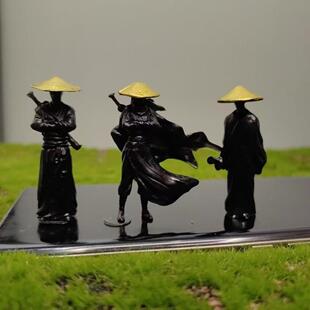 侠客披风背剑微景观江湖故人3D打印小微缩物车载桌摆件寒江孤影