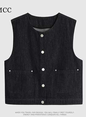 IMCC设计感小众牛仔马甲女2025夏宽松百搭无袖坎肩背心马夹上衣