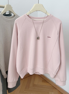 IMCC设计感小字母刺绣圆领加厚卫衣女25冬新宽松百搭圆领套头上衣