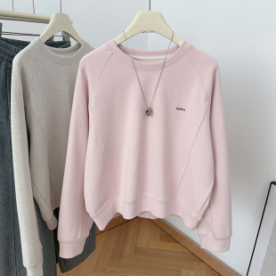 IMCC设计感小字母刺绣圆领加厚卫衣女25冬新宽松百搭圆领套头上衣