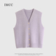 IMCC设计感小众纯色简约气质V领针织马甲开衫 女宽松无袖 背心上衣