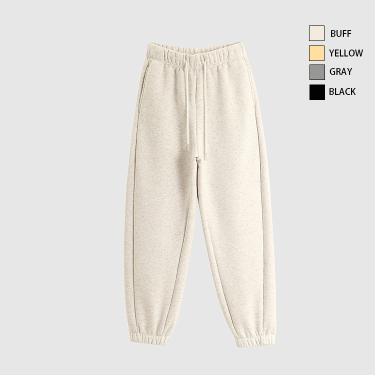 纯色加绒束脚卫裤女加厚收口裤