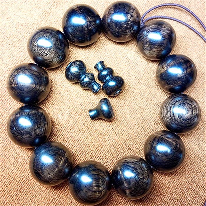 正宗黑檀手串非洲手链正圆小孔