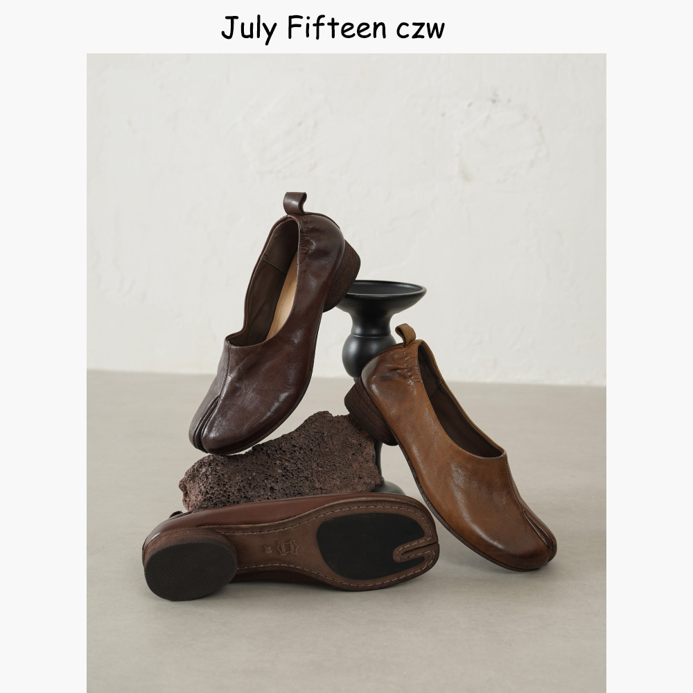 真皮大底~头层牛皮纯手工复古分趾鞋女2026新款3cm低跟深口单鞋女