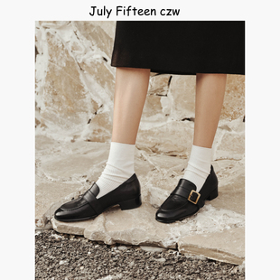 软底小皮鞋 百搭一脚蹬通勤单鞋 女2026新款 英伦风羊皮金属扣乐福鞋