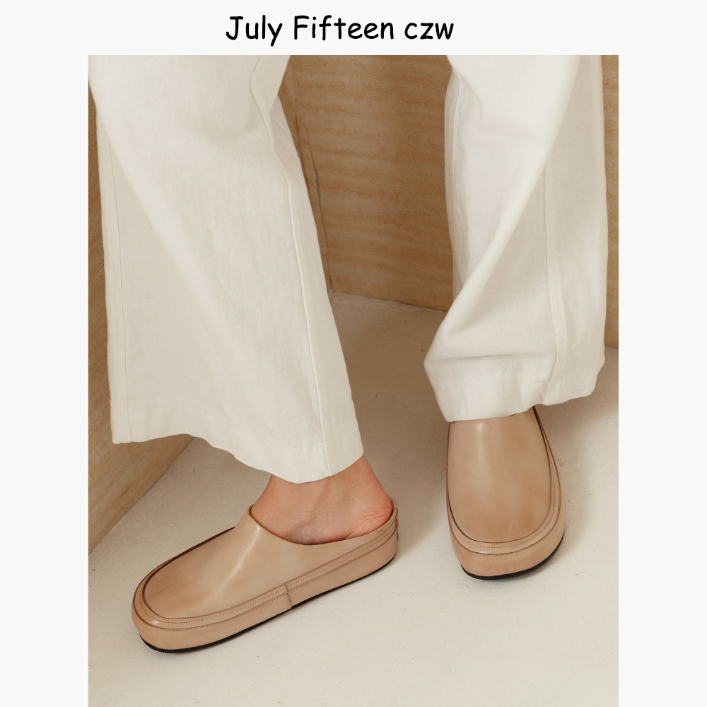 头层牛皮厚底勃肯鞋女2026春季新款包头半拖懒人鞋一脚蹬外穿拖鞋