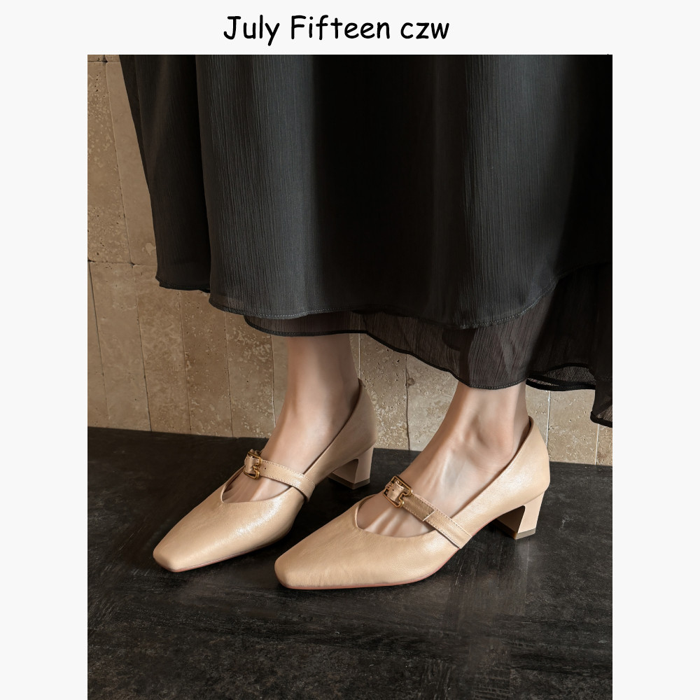 头层羊皮复古方头4.5cm粗跟玛丽珍鞋女2026新款一字扣带高跟鞋,女鞋,玛丽珍鞋,淘宝优惠券,粉丝福利购,淘宝优惠卷
