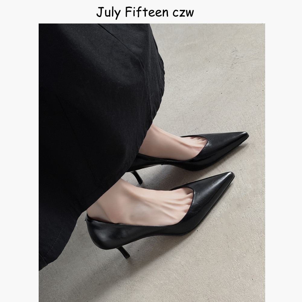 头层牛皮~法式尖头细跟高跟鞋女2026春夏新款职业通勤浅口单鞋