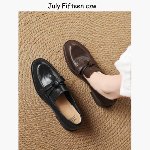 复古一脚蹬小皮鞋 女低跟单鞋 蝴蝶结英伦风乐福鞋 头层牛皮2026新款