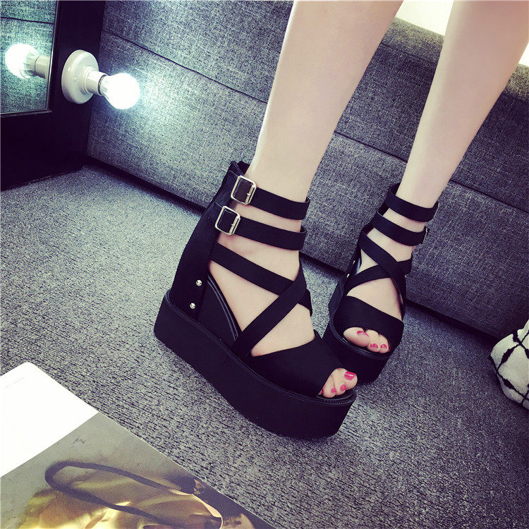 2020 Spring and summer new pattern Korean Edition The thickness of the bottom The increase in Fish head sandals Hollow Muffin bottom With slope High-heeled shoesin the Women's Shoes, Sandals  category - from Buy2taobao.com to provide professional Taobao agent buy service