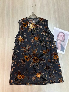 高级感人丝丝绒烧花时尚减龄气质无袖上衣小衫深圳南油货没有吊牌