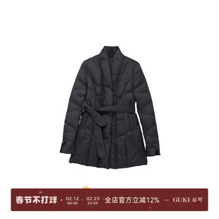 GKE/谷可Y1113系带收腰2025冬新款中长款白鸭绒外套周五上新