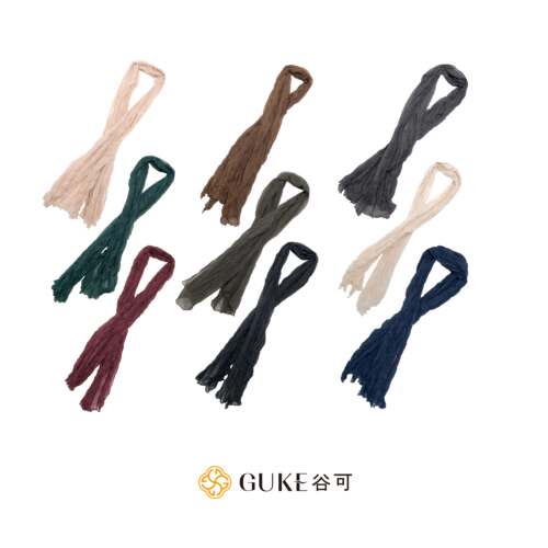 谷可秋季薄款褶皱长条丝巾百搭