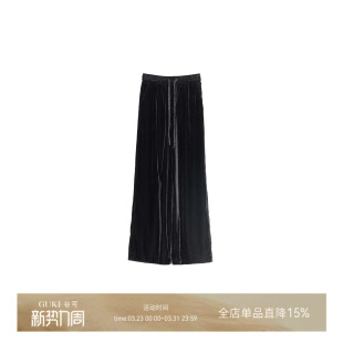 高腰显瘦丝绒直筒休闲裤 GKE 简约百搭款 时尚 谷可K1189秋冬款