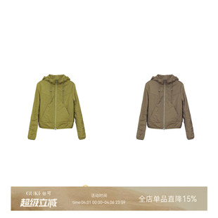 谷可M1137连帽拉链棉服女宽松街头风外套休闲棉袄 GKE