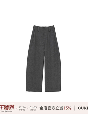 GKE/谷可TK9930羊毛弯刀裤秋季时尚简约高腰显瘦直筒休闲裤