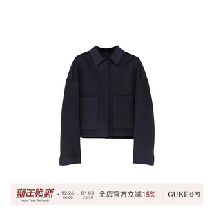 简约气质百搭显瘦翻领双面呢短款 时尚 外套 谷可S1219冬季 GKE