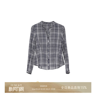 宽松休闲纯棉亲肤透气上衣 女长袖 GKE 谷可C3093休闲复古格子衬衫