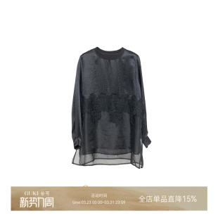 衬衫 醋酸纤维长袖 女蕾丝拼接宽松上衣时髦 谷可TC5249欧式 GKE