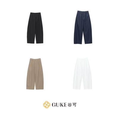 谷可高腰弯刀阔腿女黑色长裤