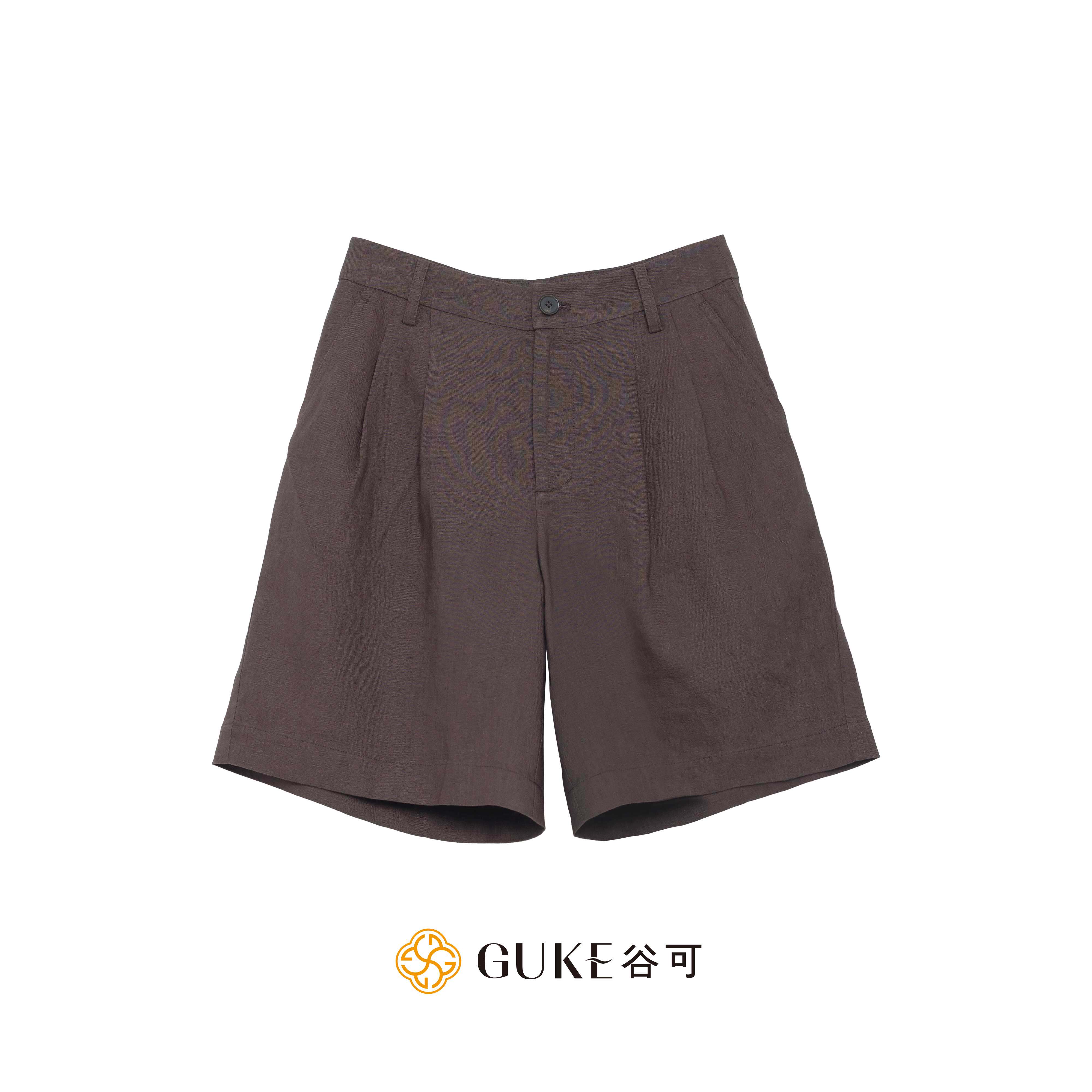 GKE/谷可K1362高腰亚麻短裤女夏季休闲百搭显瘦透气五分裤