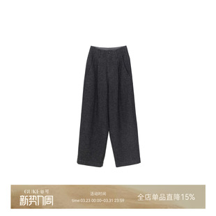 女2025冬气质松弛老钱风休闲裤 GKE 谷可K1260简约高腰羊毛直筒裤