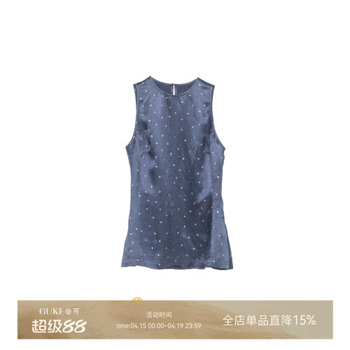 谷可夏季无袖波点显瘦衬衫