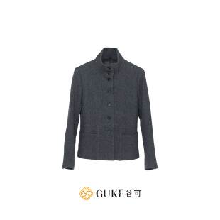 GKE 职场通勤百搭气质外套 谷可S1215立领毛呢羊毛外套女短款