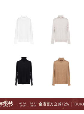 GKE/谷可QMJ2301新澳100%美利奴全羊毛秋冬宽松堆堆领羊毛衫