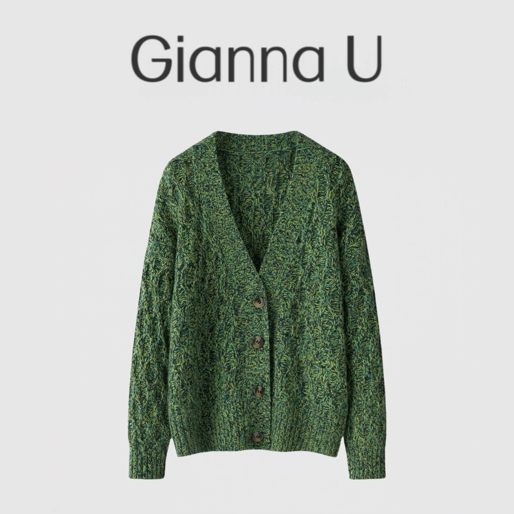 炸街神器！绿森林加厚外套 100%纯山羊绒秋冬领开衫时尚简约麻花