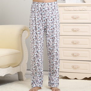 男纯针织棉睡裤春秋季单件长裤大码中年肥佬休闲家居服单件睡衣裤