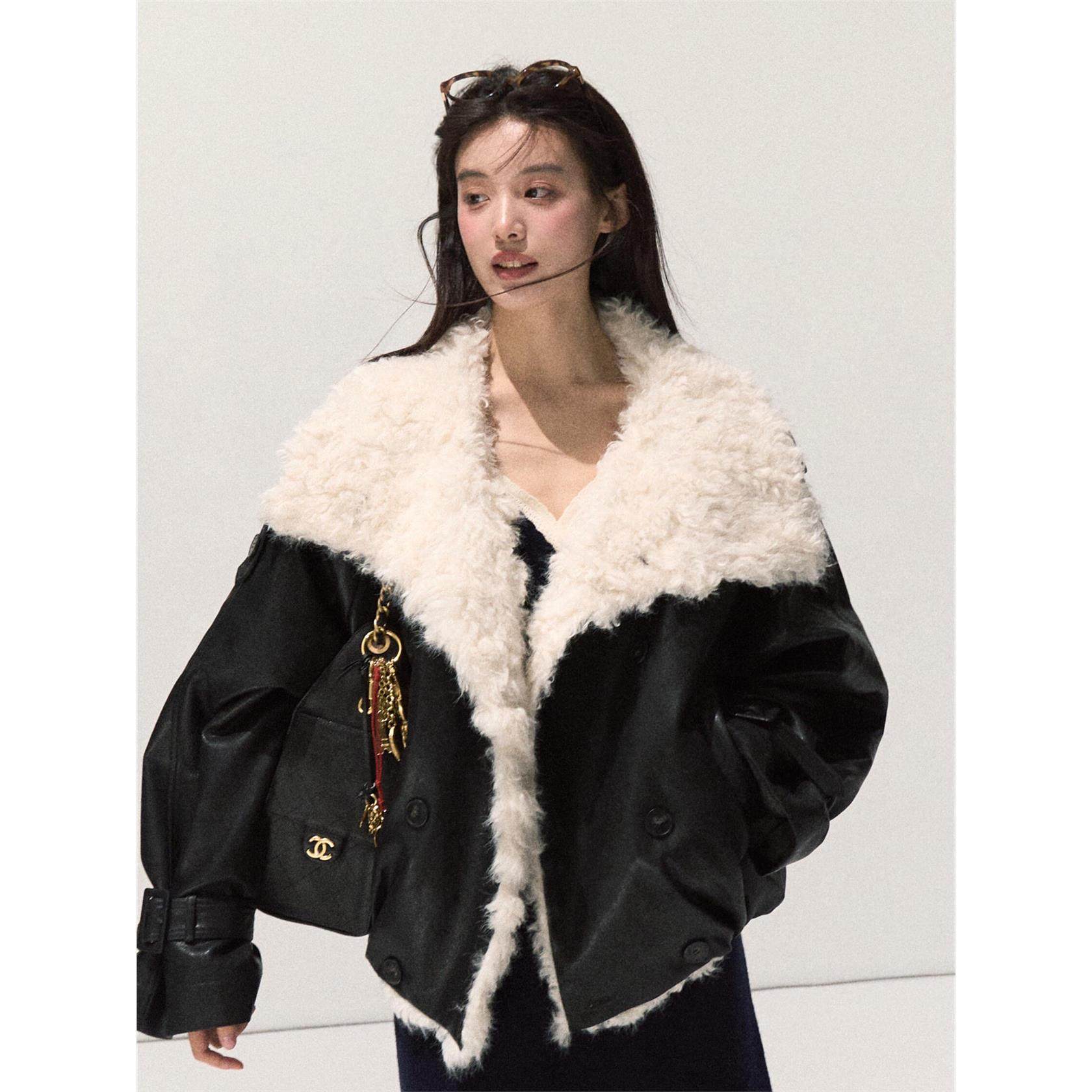 羊羔毛皮毛一体外套女2025冬季新款韩系宽松加厚翻领环保皮草上衣,个性定制/设计服务/DIY,棉服工装,淘宝优惠券,粉丝福利购,淘宝优惠卷