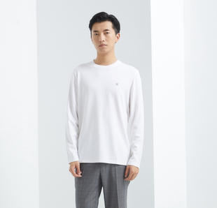 纳巴罗两色入男士春秋可内搭可单穿柔软亲肤透气可水洗含羊毛长袖