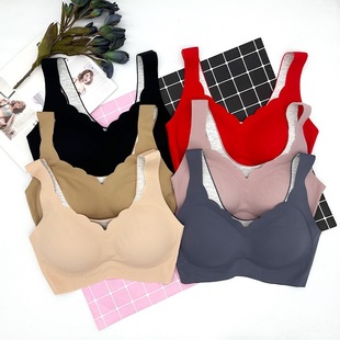 无痕内衣女无钢圈小胸聚拢收副乳一片式 运动文胸 莫代尔棉质背心式