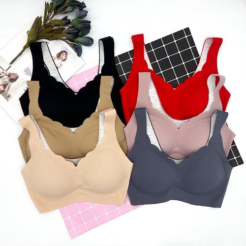 无痕内衣女无钢圈小胸聚拢收副乳一片式莫代尔棉质背心式运动文胸