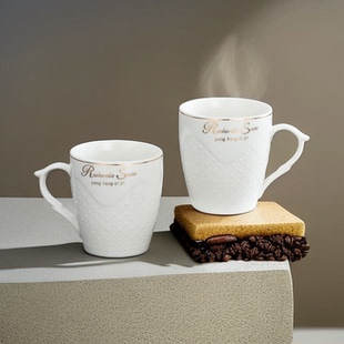 陶瓷茶杯家用待客带把牛奶杯客厅小水杯功夫茶杯花茶杯大小号杯子
