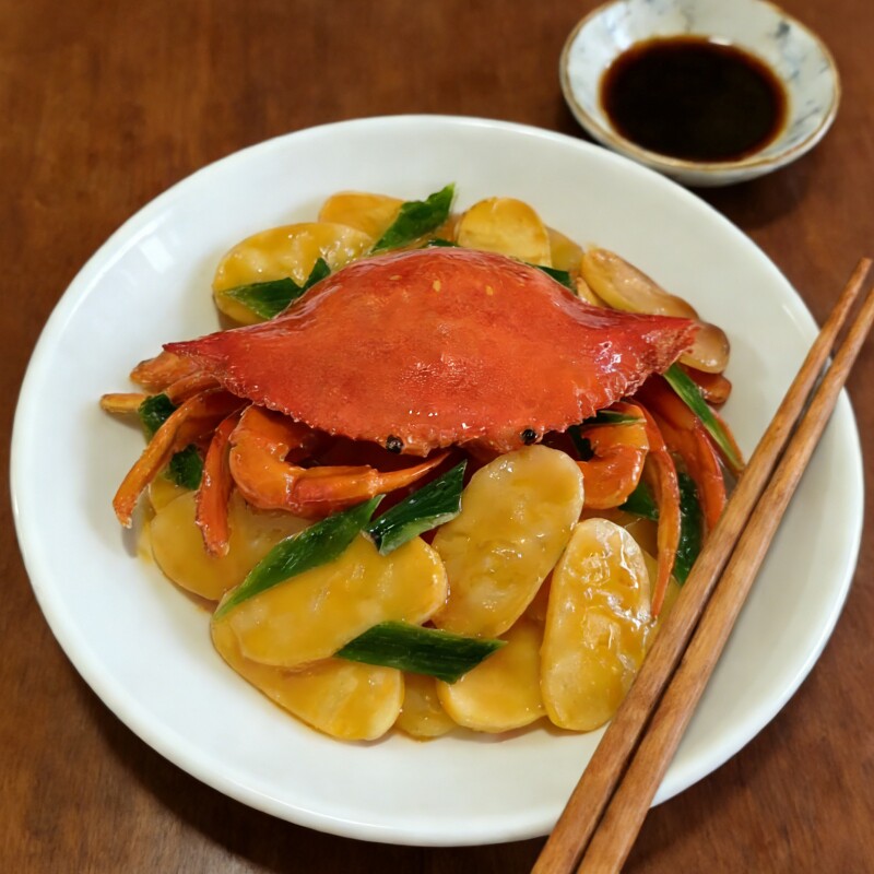 定制仿真梭子蟹模型假菜食物螃蟹炒年糕道具博物馆展示食品模型