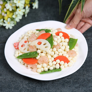 美之灵仿真食品模型定做假菜展示鸡头米炒虾仁道具明档美食摆件