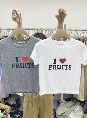 JTENGC吉藤 2024夏季新款字母印花圆领短袖短款T恤女百搭上衣6086