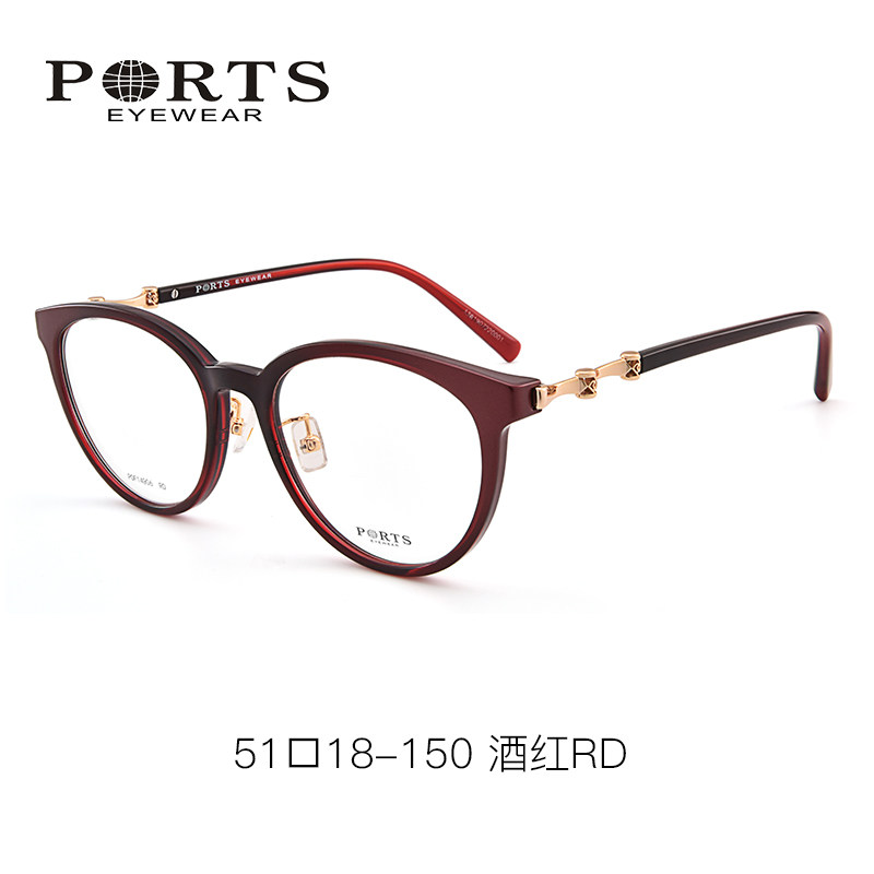 正品PORTS近视眼镜框女时尚全框黑框板材眼镜架配眼镜POF14906