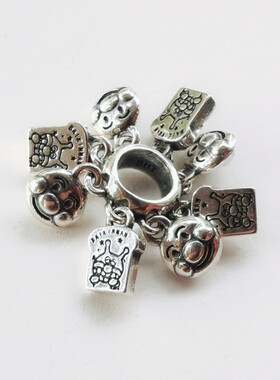 毕亨特 s925银珠 面包超人和细菌小子间隔 手链串珠