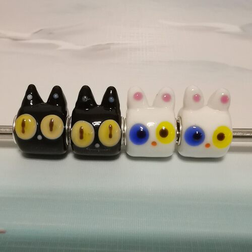 毕亨特 纯手工精品黑猫头 白猫头 琉璃珠